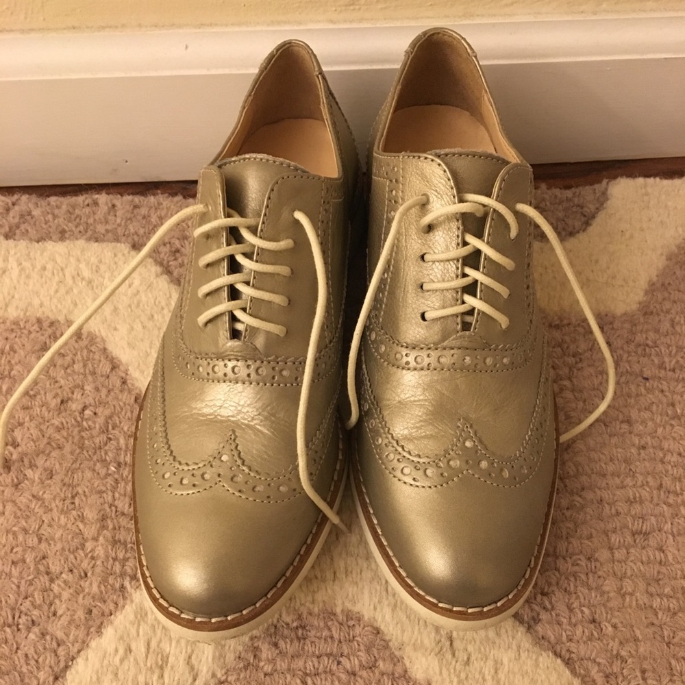 Cole Haan matte gold oxfords